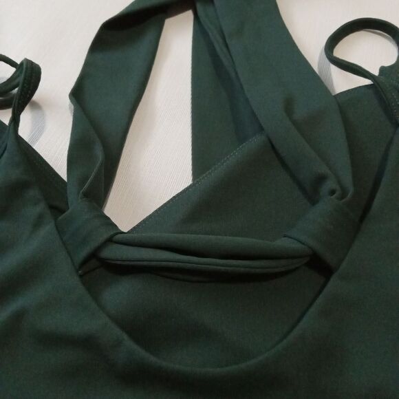 Fabletics Nola Dark Pine Low Impact Tie Around Padded Sports Bra Women's Large - Picture 12 of 13